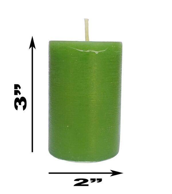 PURE INDIAN CANDLE-Handmade Jasmine Scented Rustic Pillar Candle-Green ( Pack Of 6)