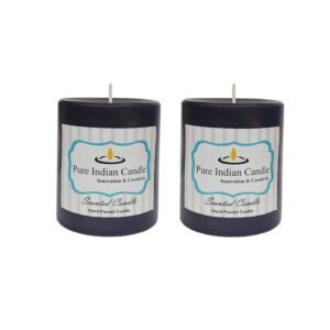 PURE INDIAN CANDLE-Handmade Cinnamon Scented Pillar Candle-Black ( Pack Of 2)
