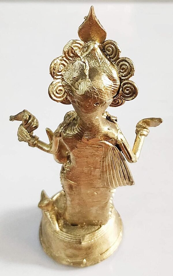 Mukherjee Handicraft-Handcrafted Brass Dhokra Maa Laxmi Showpiece-Golden