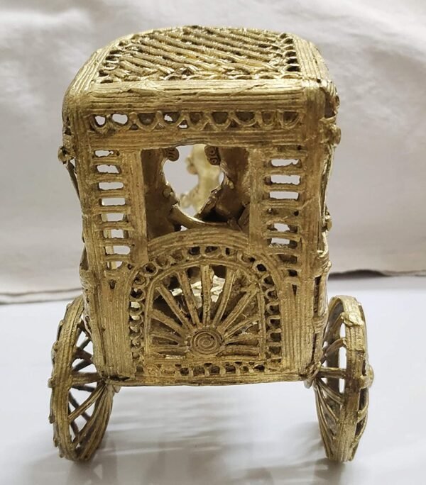 Mukherjee Handicraft-Handcrafted Brass Dhokra Rikshaw Showpiece-Golden