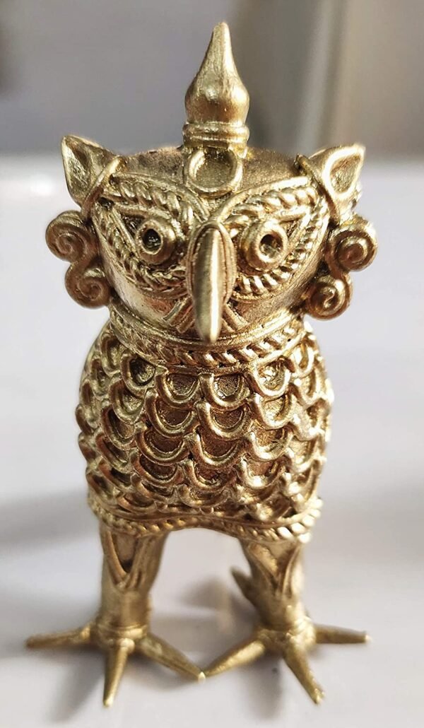 Mukherjee Handicraft-Handcrafted Brass Owl Showpiece-Golden (Pack Of 2)