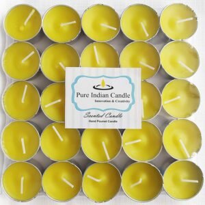 PURE INDIAN CANDLE-Paraffin Wax Sandlewood Tea Light Candle-Pack Of 25