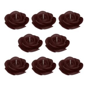 SHRADDHA CREATION-Floating Rose Wax Scented Decorative Candle-Brown (Pack Of 8)