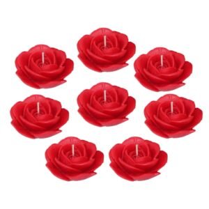 SHRADDHA CREATION-Floating Rose Wax Scented Decorative Candle-Multicolor (Pack Of 8)
