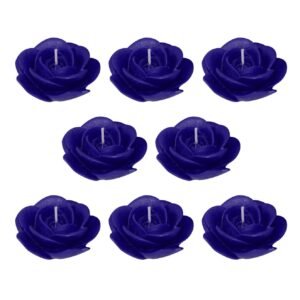 SHRADDHA CREATION-Floating Rose Wax Scented Decorative Candle-Blue (Pack Of 8)