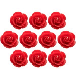 SHRADDHA CREATION-Floating Rose Wax Scented Decorative Candle-Red (Pack Of 10)